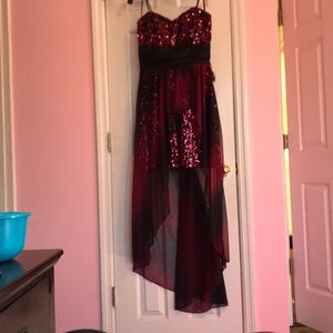 Sparkly red and black prom dress